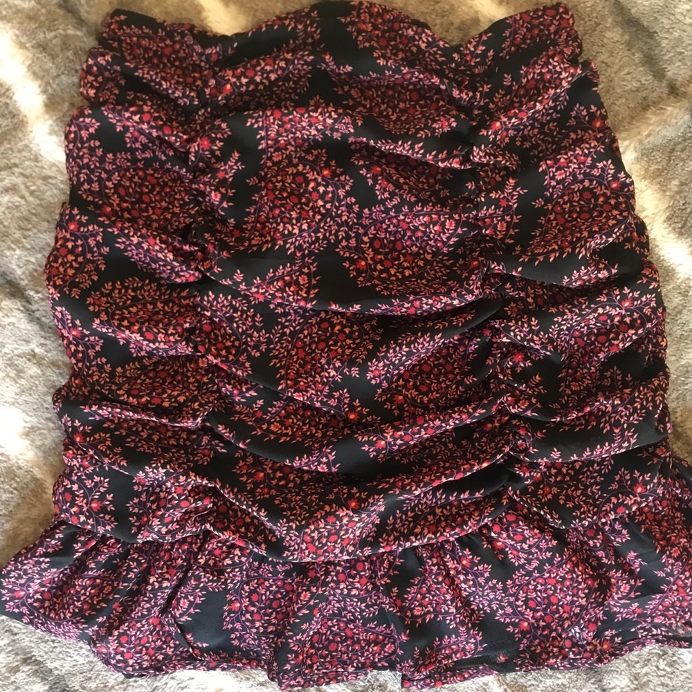 Floral ruched ruffle skirt